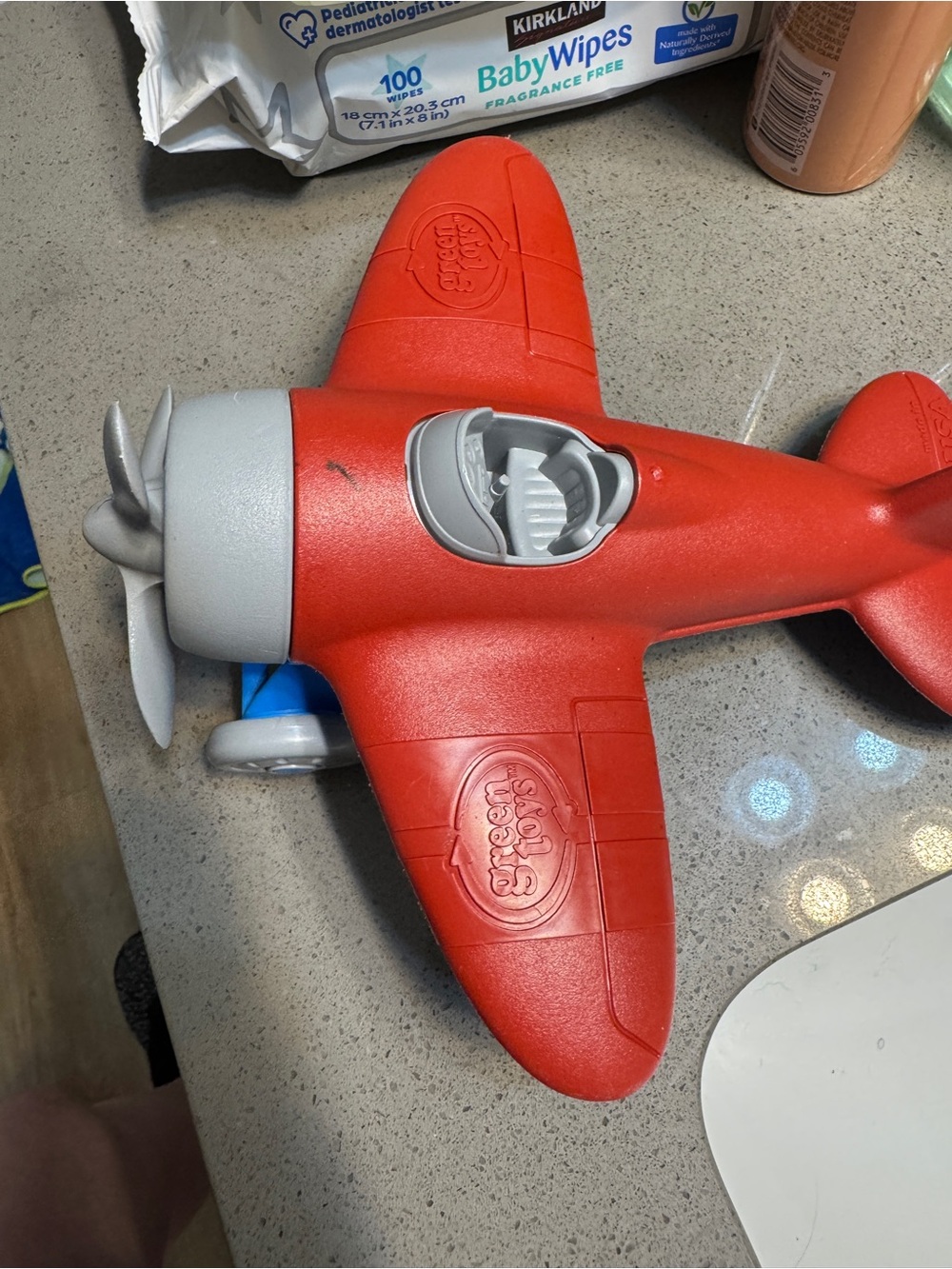 chic Red and Gray Toddler Push Plane